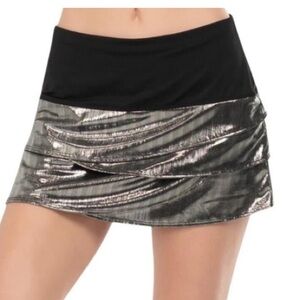 Nwot Lucky In Love Metallic Scallop Tennis Skirt Ruffle Mini Skort